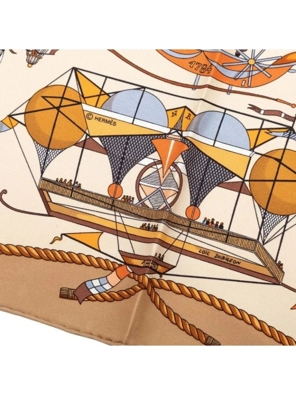 Hermes Carre 40 les Folies du Ciel Madness of the Sky Scarf Beige Multicolor - Picture 4 of 8